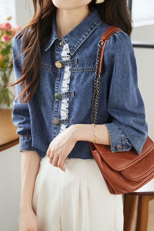 Fashionable and versatile denim jacket - liwisi