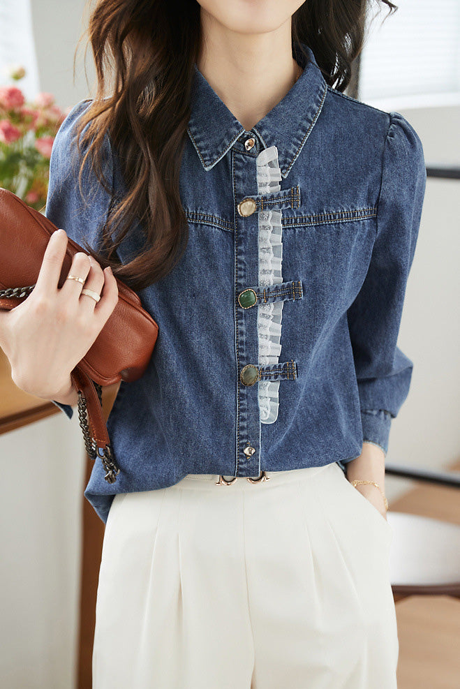 Fashionable and versatile denim jacket - liwisi