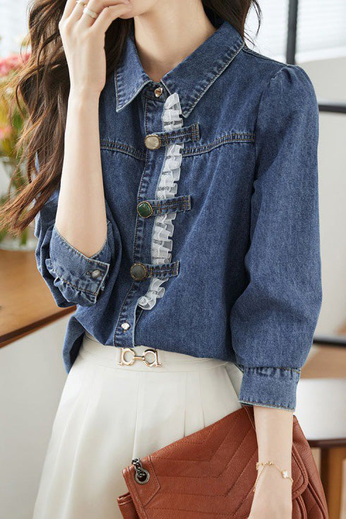 Fashionable and versatile denim jacket - liwisi