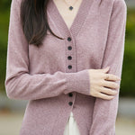Early autumn gentle V-neck knit cardigan - liwisi