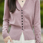 Early autumn gentle V-neck knit cardigan - liwisi