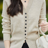 Early autumn gentle V-neck knit cardigan - liwisi