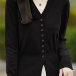 Early autumn gentle V-neck knit cardigan - liwisi