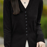 Early autumn gentle V-neck knit cardigan - liwisi
