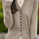 Early autumn gentle V-neck knit cardigan - liwisi