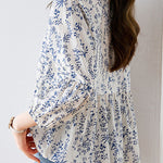Fashionable Casual Floral Print Three-Quarter Sleeve Shirt - liwisi