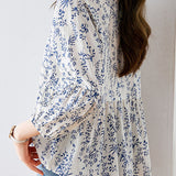 Fashionable Casual Floral Print Three-Quarter Sleeve Shirt - liwisi