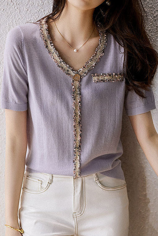 Fashionable Casual V-Neck Knitwear - liwisi