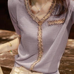 Fashionable Casual V-Neck Knitwear - liwisi