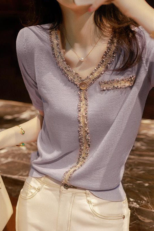 Fashionable Casual V-Neck Knitwear - liwisi