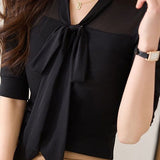 Elegant temperament mesh short-sleeve T-shirt