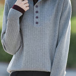 Early autumn retro color-block half-open neck ribbed sweater - liwisi