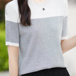 Casual color-block pinstripe knitwear - liwisi
