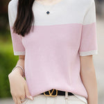 Casual color-block pinstripe knitwear - liwisi