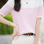 Casual color-block pinstripe knitwear - liwisi