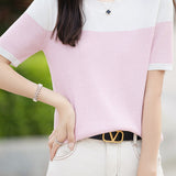 Casual color-block pinstripe knitwear - liwisi