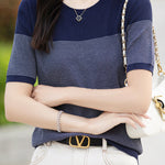 Casual color-block pinstripe knitwear - liwisi