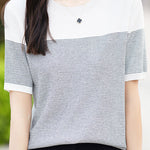 Casual color-block pinstripe knitwear - liwisi