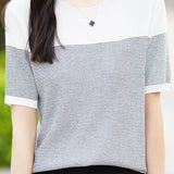 Casual color-block pinstripe knitwear - liwisi