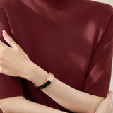 Early autumn simple semi-high neck five-sleeve knitted base shirt
