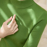 Early autumn simple semi-high neck five-sleeve knitted base shirt