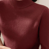 Early autumn simple semi-high neck five-sleeve knitted base shirt