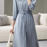 Elegant commuting waist-tightening shirt dress - liwisi