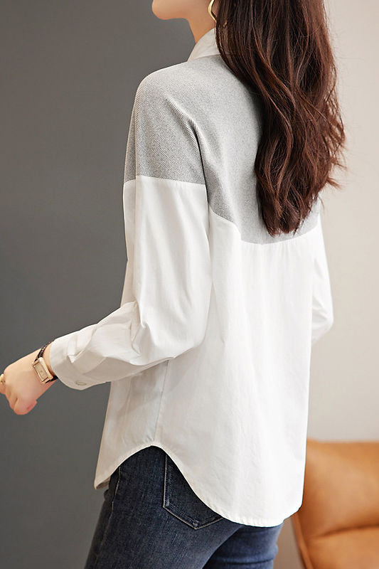 Casual commuting color-block spliced shirt – liwisi