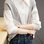 Casual commuting color-block spliced shirt - liwisi