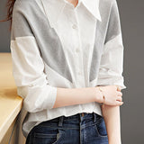 Casual commuting color-block spliced shirt - liwisi