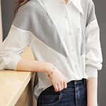 Casual commuting color-block spliced shirt - liwisi