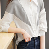 Casual commuting color-block spliced shirt - liwisi