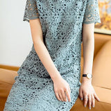 Fashionable lace hollow-out dress - liwisi