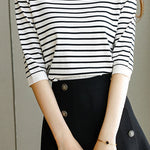 Fashionable casual classic striped sweater - liwisi