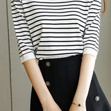 Fashionable casual classic striped sweater - liwisi