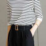 Fashionable casual classic striped sweater - liwisi