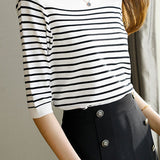 Fashionable casual classic striped sweater - liwisi