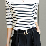 Fashionable casual classic striped sweater - liwisi