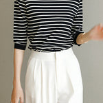 Fashionable casual classic striped sweater - liwisi