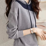 Fashionable casual color-block hoodie