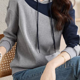 Fashionable casual color-block hoodie