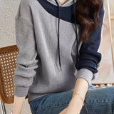 Fashionable casual color-block hoodie