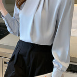 Exquisite pearl satin shirt