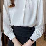 Exquisite pearl satin shirt