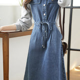 Casual denim spliced dress