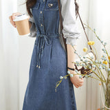 Casual denim spliced dress