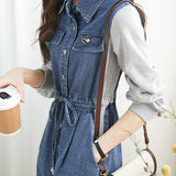 Casual denim spliced dress