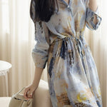 Early autumn trendy printed dress - liwisi