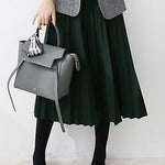 Early autumn woolen pleated midi skirt - liwisi