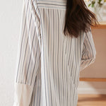 Simple commuter striped long-sleeve shirt - liwisi